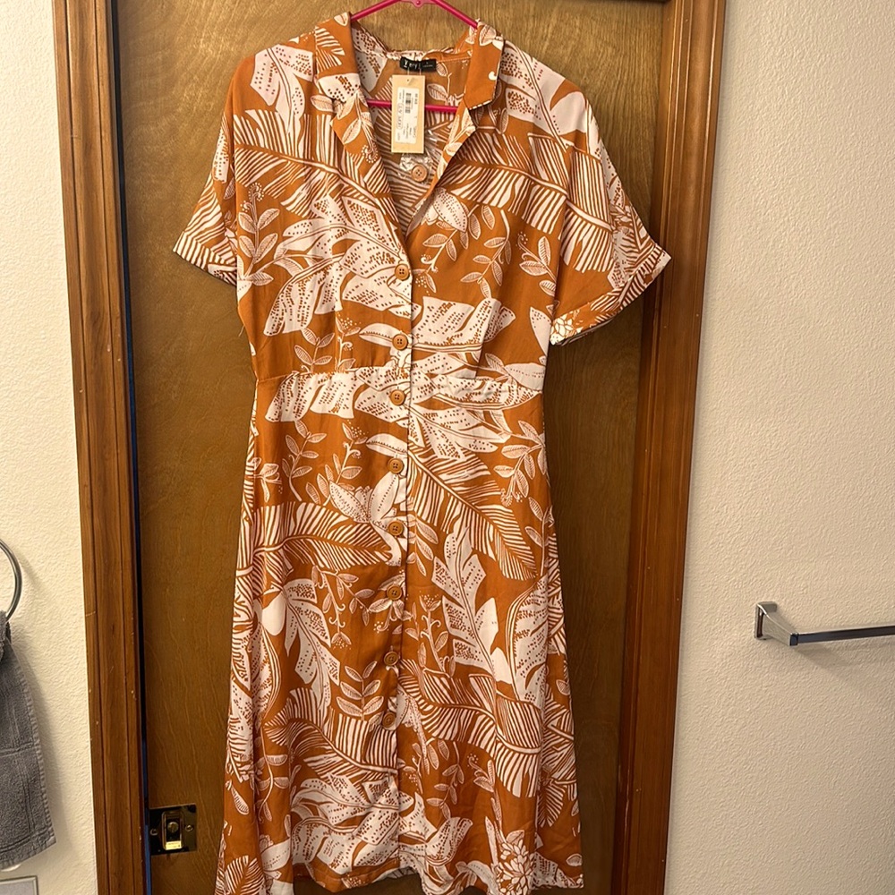 NWT Hope Ave Desert Palm Camel Color Dress Size L